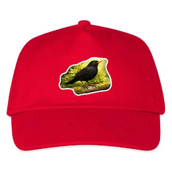 Blackbird on moss-covered branch - nature photo look - Kids’ Baseball Cap - red - Front