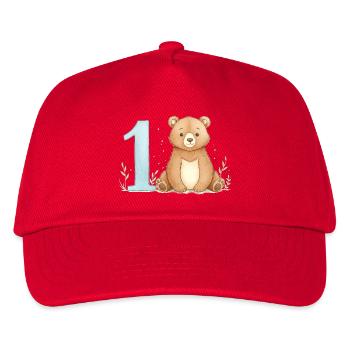 Watercolor Bear with Number 1 - Kids’ Baseball Cap - red - Front