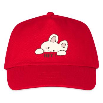 Kuschelbunny Hey – Niedliche Cartoon Botschaft - Kinder Basecap - Rot - Vorne