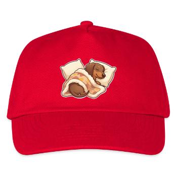 Dackel Schlafen - Kinder Basecap - Rot - Vorne