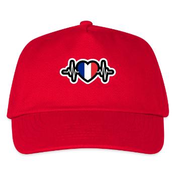 France Battement de Coeur Sticker - Casquette de baseball Enfant - rouge - Devant