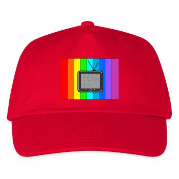 Retro TV auf Regenbogenstreifen - Kinder Basecap - Rot - Vorne