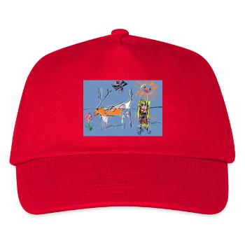 Blume, neoexpressionistische surreale Wiese - Kinder Basecap - Rot - Vorne