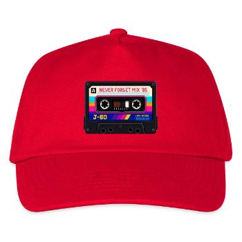 Retro Kassette Pixel Kunst - Kinder Basecap - Rot - Vorne