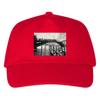 Schwarz-weiße venezianische Brücke über das Wasser - Kinder Basecap - Rot - Vorne