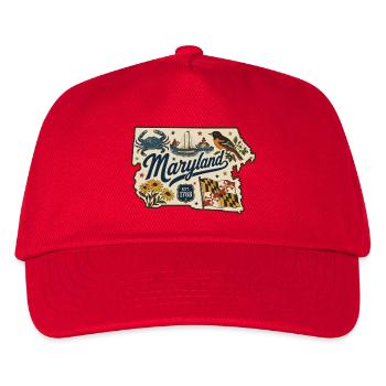 Maryland Vintage Staatsflagge & Krabbenaufkleber - Kinder Basecap - Rot - Vorne