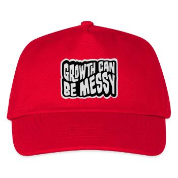 Growth Can Be Messy Persönlich Wachstum Zitat Logo - Kinder Basecap - Rot - Vorne