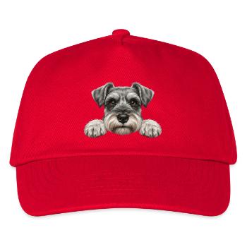 Spickender Schnauzer Neugieriges Barthundegesicht - Kinder Basecap - Rot - Vorne