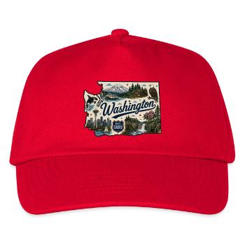 Washington State Mount Rainier Vintage Sticker - Kids’ Baseball Cap - red - Front
