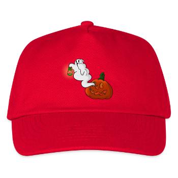Ghost with lantern over pumpkin - Kids’ Baseball Cap - red - Front