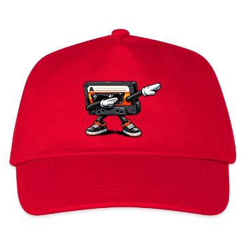Dabbing Music Tape – Retro Musik - Kinder Basecap - Rot - Vorne