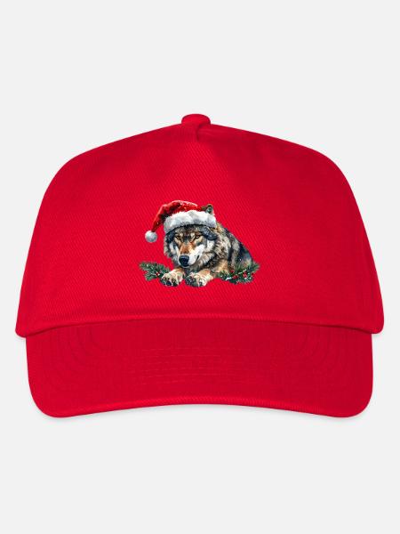 Weihnachtswolf-Weihnachtsmützen-Kunst - Kinder Basecap - Rot