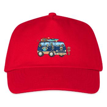 Abenteuer Weltreise Camper Wohnmobil - Kinder Basecap - Rot - Vorne