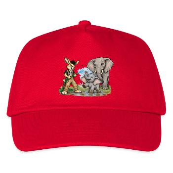 Bunny Punk Tierpfleger — Wasserhelden Elefant  - Kinder Basecap - Rot - Vorne