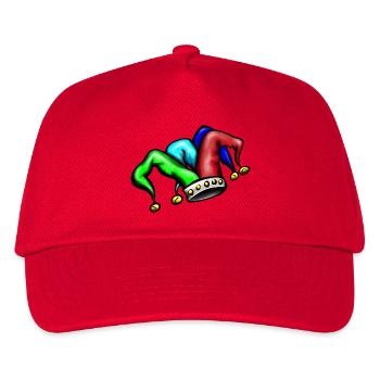 Gauklermütze Narrenkappe mit Glöckchen - Kinder Basecap - Rot - Vorne