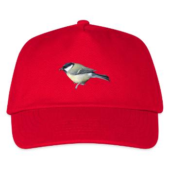 Vogel Kohlmeise - Kinder Basecap - Rot - Vorne