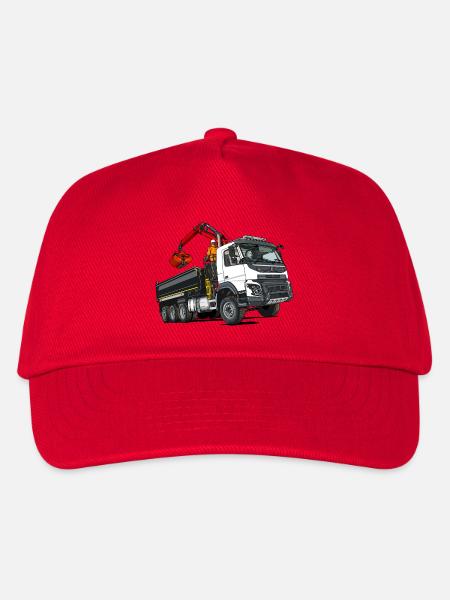 Truck with crane - Kids’ Baseball Cap - red