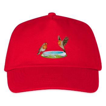 Bird potions with two fun robins - Kids’ Baseball Cap - red - Front
