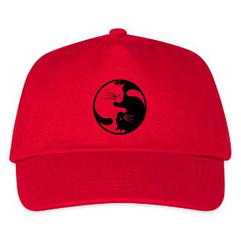 2 black and white cats embraced - Kids’ Baseball Cap - red - Front
