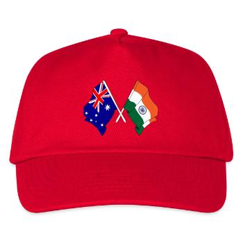 Flagge von Australien und Flagge Indien - Kinder Basecap - Rot - Vorne