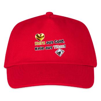 Herz aus Gold, Knie aus Titan - Kinder Basecap - Rot - Vorne