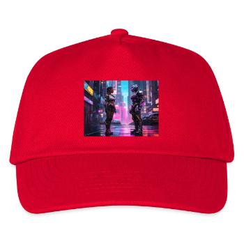 Neon Cyberpunk Begegnung - Kinder Basecap - Rot - Vorne