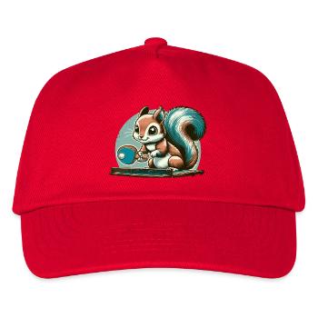 Niedliches Cartoon-Eichhörnchen spielt Tischtennis - Kinder Basecap - Rot - Vorne