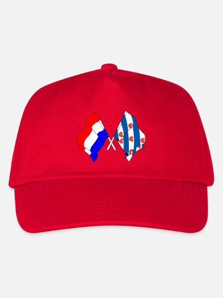 Flagge der Niederlande, Friesland gekreuzt - Kinder Basecap - Rot