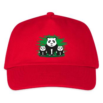 Lustige Panda Familie im Grünen. - Kinder Basecap - Rot - Vorne