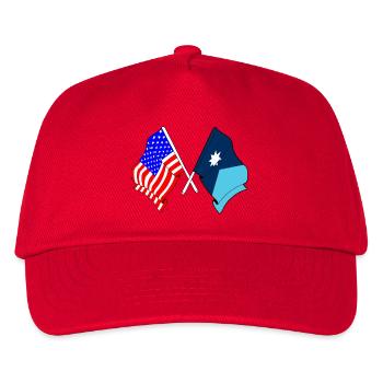Flagge der USA und des Bundesstaates Minnesota gekreuzt - Kinder Basecap - Rot - Vorne