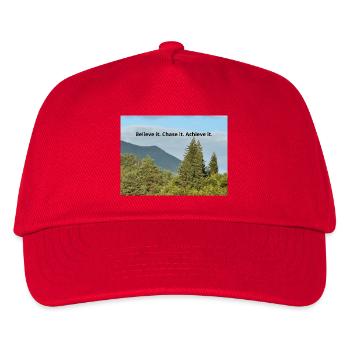 Inspirational Nature Quote on Forest Scene - Kids’ Baseball Cap - red - Front
