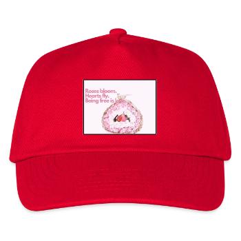 Florales Herzflügel-Design - Kinder Basecap - Rot - Vorne