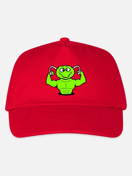 Raupe Bodybuilder Muskelaufbau Stark Fitness Gym - Kinder Basecap - Rot