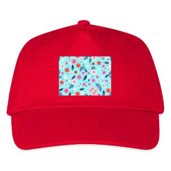 Floral pattern with surfboards on sky blue - Kids’ Baseball Cap - red - Front