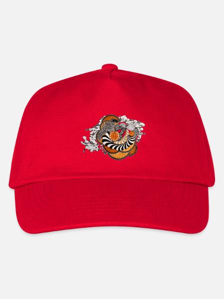 Orange Spiral Black and White Pattern - Kids’ Baseball Cap - red