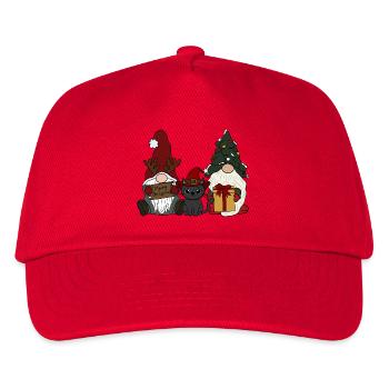 Wichtel mit Katze  - Kinder Basecap - Rot - Vorne