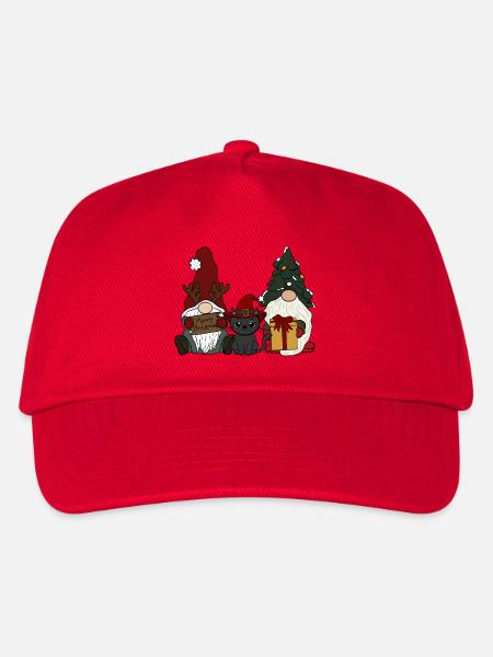 Wichtel mit Katze - Kinder Basecap - Rot