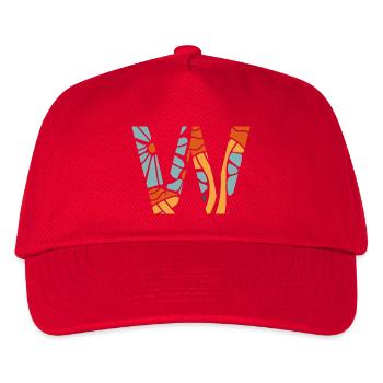 Buchstabe w groovy Blumen Geschenkidee - Kinder Basecap - Rot - Vorne