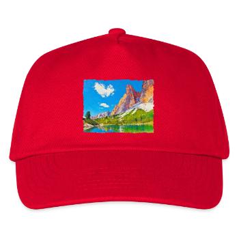 Lac dans les Dolomites avec effet peinture - Casquette de baseball Enfant - rouge - Devant