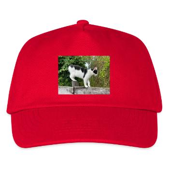 Cat balancer on wooden post - Kids’ Baseball Cap - red - Front