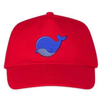 Cute Blue Whale Kawaii Ocean Animal Cartoon  - Kids’ Baseball Cap - red - Front