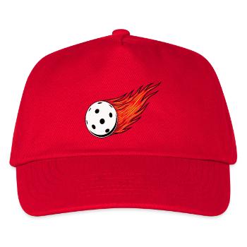 Floorball , Feuerball Sticker - Kinder Basecap - Rot - Vorne