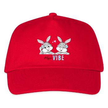 Happy_smiling_bunnies_in_headphones - Kinder Basecap - Rot - Vorne