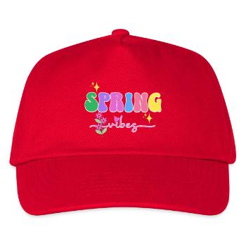 Spring Vibes: Bunte Blüten, Frühling - Kinder Basecap - Rot - Vorne
