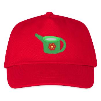 Grüne Gießkanne mit roter Blume - Kinder Basecap - Rot - Vorne
