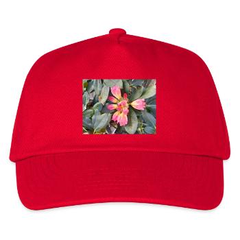 Orange-rosa Blüten auf grünem Laub - Kinder Basecap - Rot - Vorne