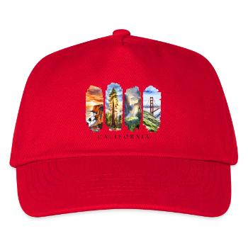 California Urlaub Travel – Golden State Motiv - Kinder Basecap - Rot - Vorne