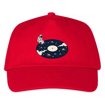 Kosmische Vinyl-Astronauten-Weltraummusik - Kinder Basecap - Rot - Vorne