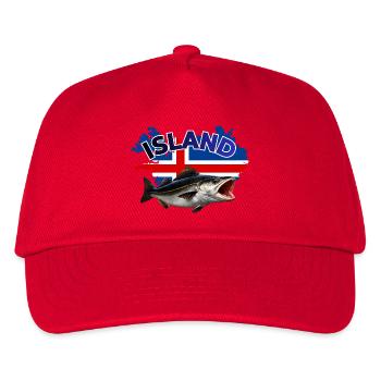 Island Köhler Angeln - Seelachs Fishing - Kinder Basecap - Rot - Vorne
