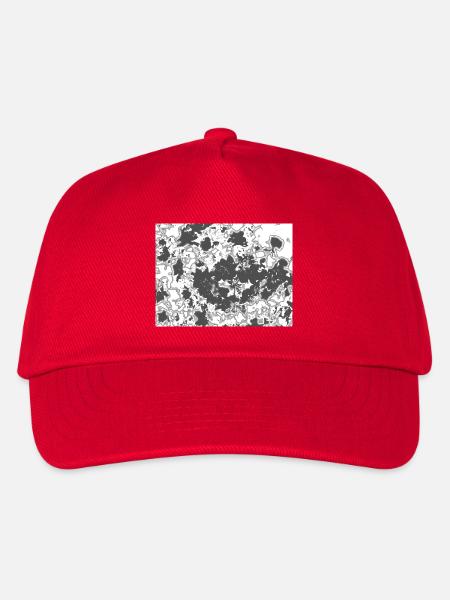 Schwarze Blattensilhouette Muster - Kinder Basecap - Rot